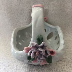Porcelain Vintage Small Floral Candy Basket